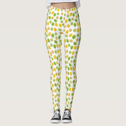 Lemon en Limoen Patroon Leggings (Voorkant)