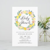 Lemon en Roze Roze Baby shower Uitnodigen (Staand voorkant)