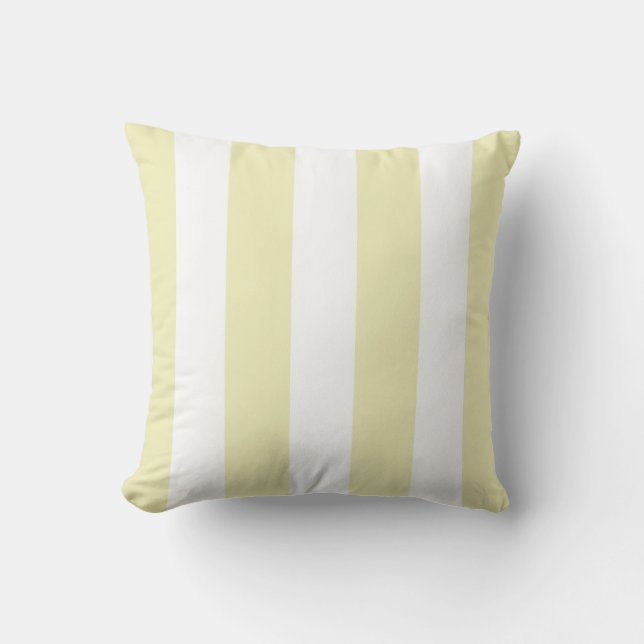 Lemon en White Striped Kussen (Voorkant)