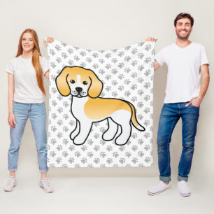 Lemon En Witte Beagle Cartoonhond En Pootjes Fleece Deken