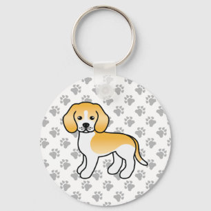 Lemon en witte Beagle Mooie Hond & Pootjes Sleutelhanger