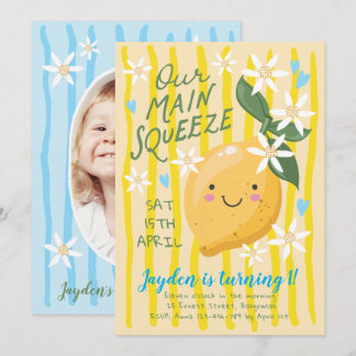 Lemon First Birthday Invite, Main Squeeze 1st  Kaart