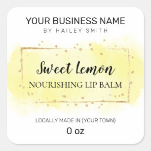 Lemon Flavor Yellow Lip Balm Vierkante Sticker