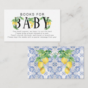 Lemon Floral Blue White Citrus Books for Baby Informatiekaartje