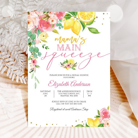 Lemon Floral Bridal Shower Invitation