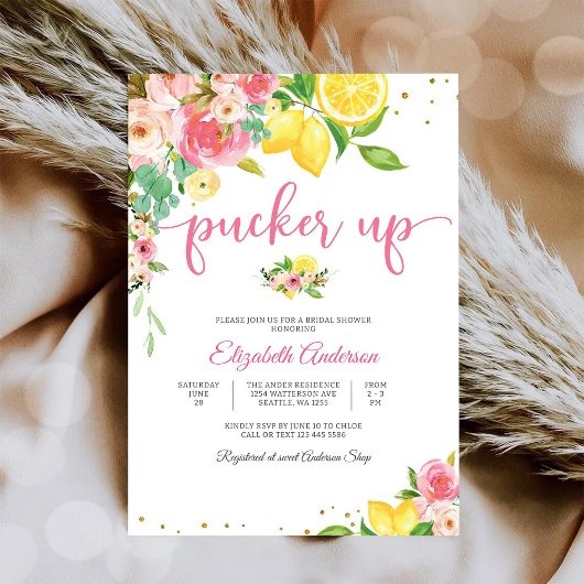 Lemon Floral Bridal Shower Invitation