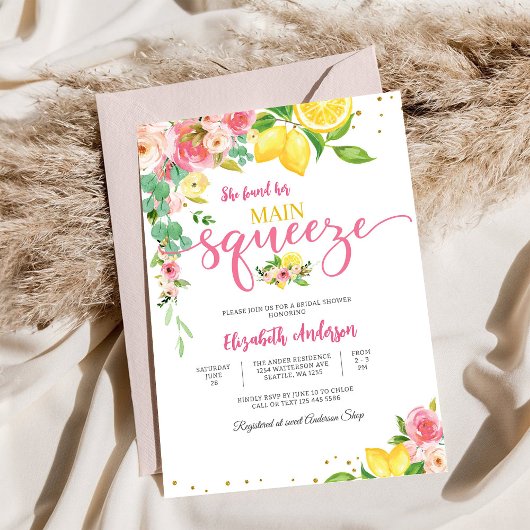 Lemon Floral Bridal Shower Invitation