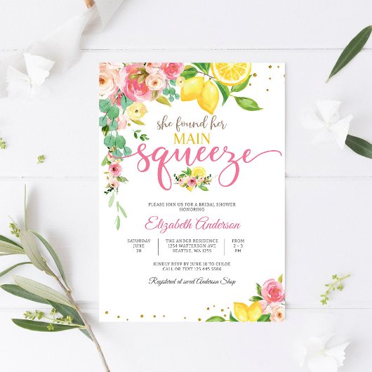 Lemon Floral Bridal Shower Invitation