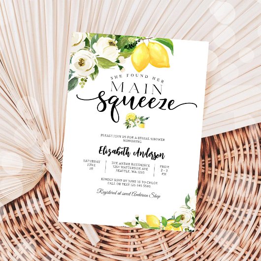 Lemon Floral Bridal Shower Invitation