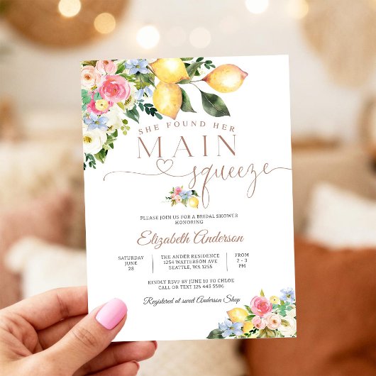 Lemon Floral Bridal Shower Invitation