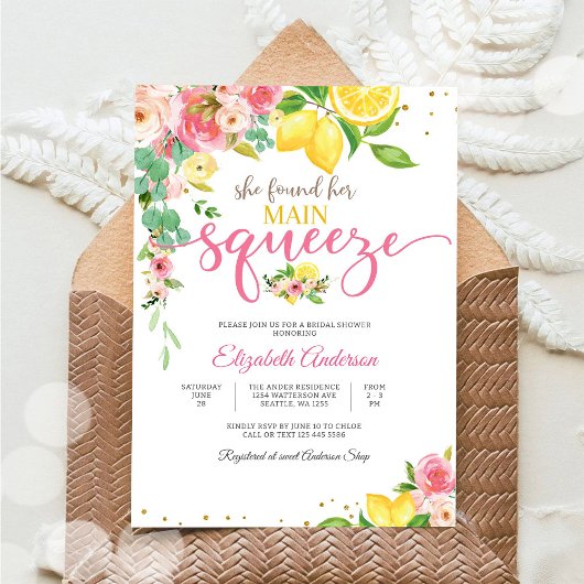 Lemon Floral Bridal Shower Invitation