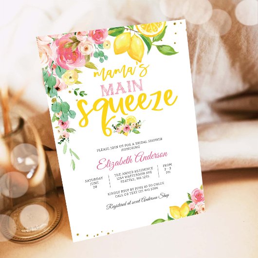 Lemon Floral Bridal Shower Invitation