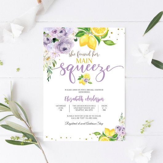 Lemon Floral Bridal Shower Invitation