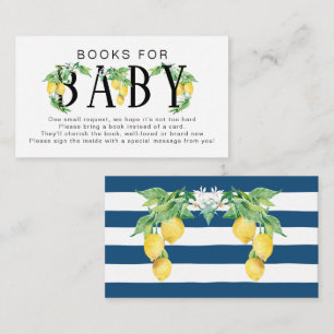 Lemon Floral Citrus Blue White Books voor Baby Informatiekaartje