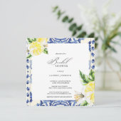 Lemon Floral Mediterranean Bridal Shower Kaart (Staand voorkant)