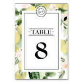 Lemon Floral Monogram White Wedding Kaart (Voorkant)