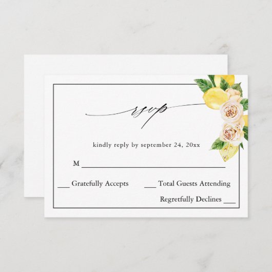 Lemon Floral no Meal RSVP V2 (Voorkant / Achterkant)