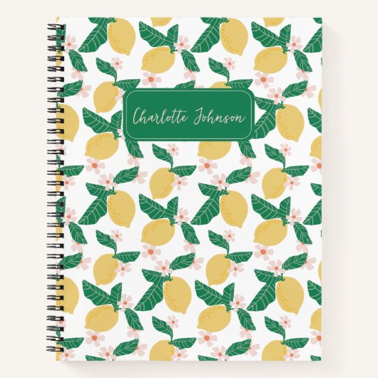 Lemon Floral Personalized Notitieboek (Voorkant)