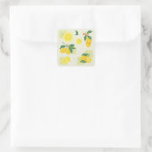 Lemon Floral Vierkante Sticker (Tas)