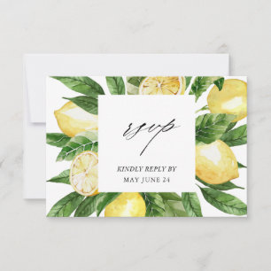 Lemon Floral w Meal RSVP-kaart RSVP Kaartje