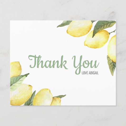 Lemon Floral Waterverf Hartelijk dank (Voorkant)