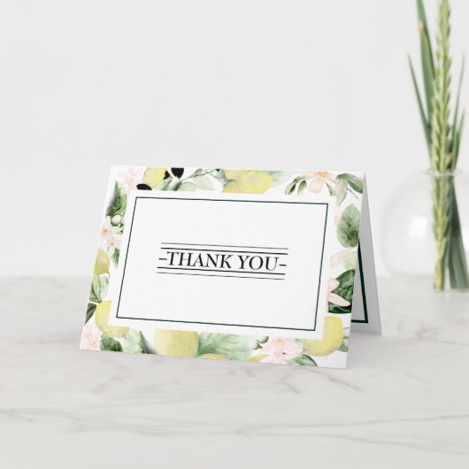 Lemon Floral White Wedding Folded Bedankt (Voorkant)