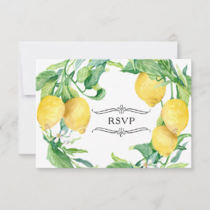Lemon Floral Wreator  Boerderij Blue White Tile RSVP Kaartje