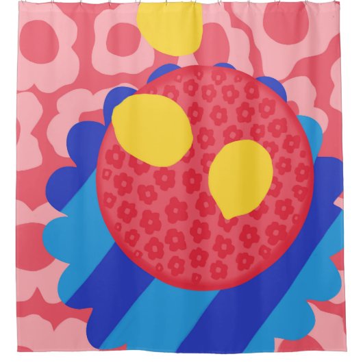 Lemon Flower Bord Douchegordijn (Voorkant)