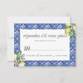 Lemon Foliage Blue Mediterranean Wedding RSVP (Voorkant)