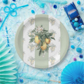 Lemon Fruit | Groen en wit gestreept Papieren Bordje (Feest)