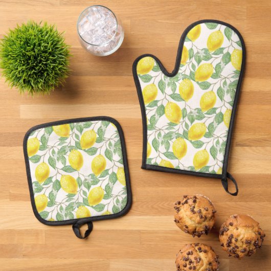 LEMON FRUIT PATTERN OVENWANT & PANNENLAP SET (Top down)