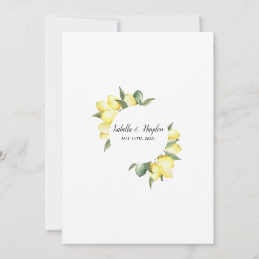 Lemon Fruit Yellow Summer Garden Weddenschap Kaart (Achterkant)