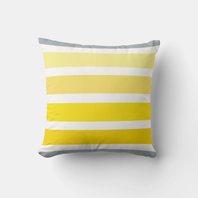 Lemon Geel Geel Witte Stripes Patroon Kussen (Voorkant)