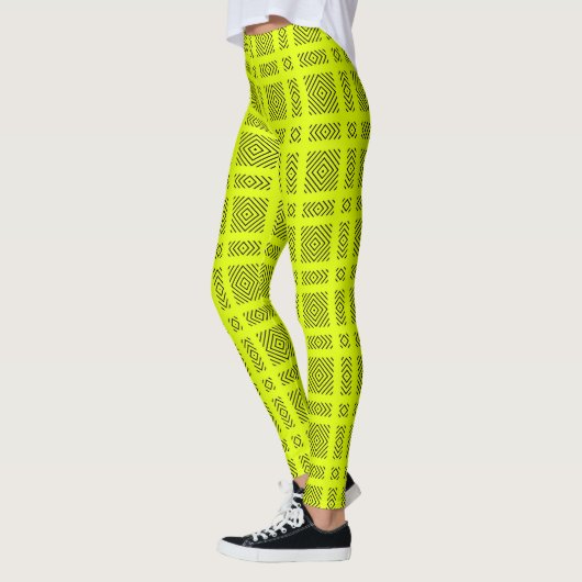 Lemon geel geometrisch patroon leggings (Links)