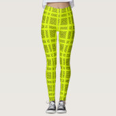Lemon geel geometrisch patroon leggings (Voorkant)
