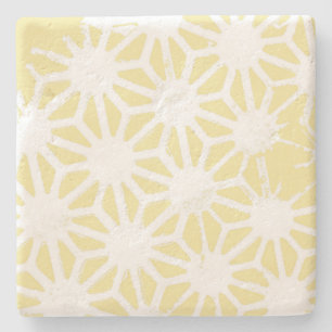 Lemon geel geometrisch patroon stenen onderzetter