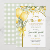 Lemon Gingham baby shower invitation (Devant / Derrière)