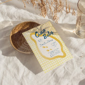 Lemon Gingham Ciao Baby Shower Kaart