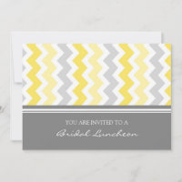 Lemon Gray Chevron Bridal Lunch Uitnodigingskaarte