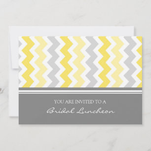 Lemon Gray Chevron Bridal Lunch Uitnodigingskaarte Kaart