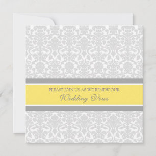 Lemon Gray Damask Wedding Vow Renewal Uitnodiginge Kaart