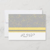 Lemon Gray Floral RSVP Weddenskaart (Achterkant)
