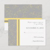Lemon Gray Floral RSVP Weddenskaart (Voorkant / Achterkant)
