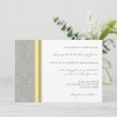 Lemon Gray Floral Wedding Kaart (Staand voorkant)