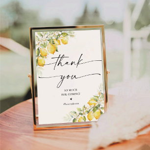 Lemon Green Citrus Wedding Bedankt Teken Reclamebord Met Voetstuk