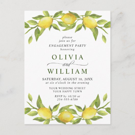 Lemon Green ENGAGEMENT PARTI Invitation (Devant)