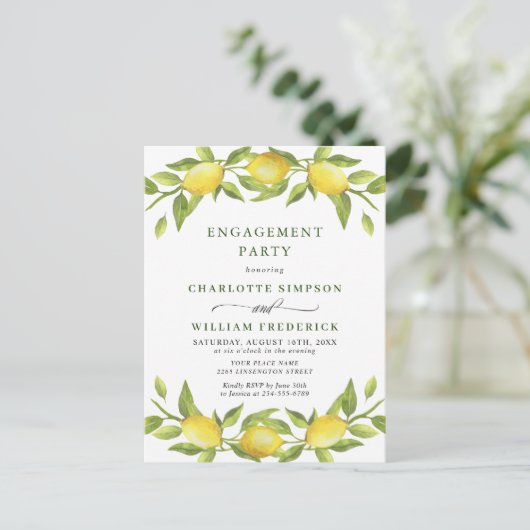 Lemon Green ENGAGEMENT PARTI Invitation (Debout devant)