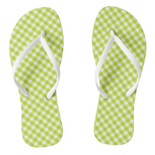 Lemon Green Gingham Design Teenslippers