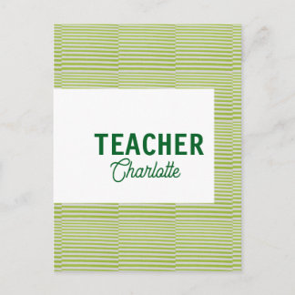 Lemon green white stripes teacher professor name c briefkaart