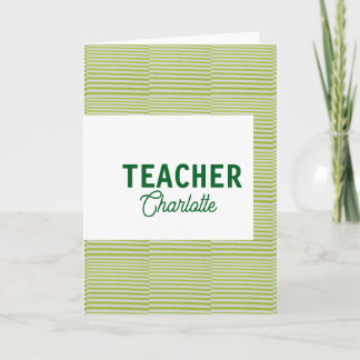 Lemon green white stripes teacher professor name c kaart